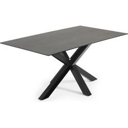 Kave Home Eettafel 'Argo' Iron Moss Keramiek, 180 x 100cm, kleur Zwart