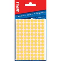 Apli ronde etiketten in etui diameter 8 mm, fluo geel, 288 stuks, 96 per blad (2079) - thumbnail