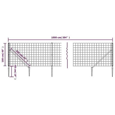 VidaXL Draadgaashek met grondankers 1x10 m antracietkleurig
