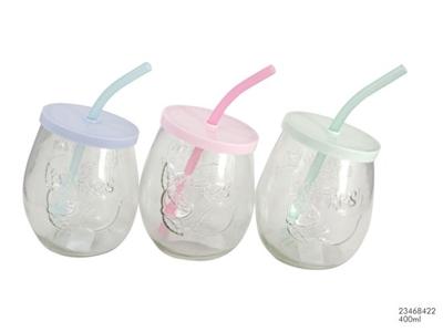 Beker ovaal 400ml met rietje