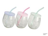 Beker ovaal 400ml met rietje - thumbnail