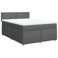 Boxspring met matras stof donkergrijs 140x200 cm - thumbnail
