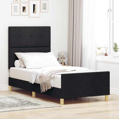 Bedframe met hoofdeinde Zwart 90 x 190 cm Stof
