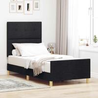 Bedframe met hoofdeinde Zwart 90 x 190 cm Stof - thumbnail