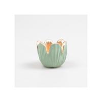 Waxinelichthouder tulp groen 8,5x6,5cm - thumbnail