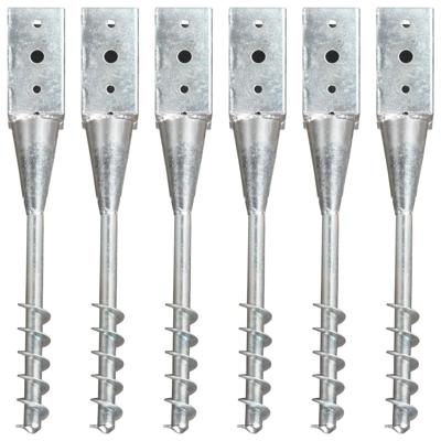Grondpinnen 6 st 10x10x57 cm gegalvaniseerd staal zilverkleurig