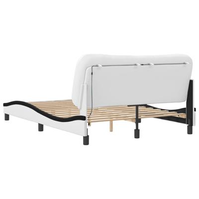 Bedframe met LED-verlichting kunstleer wit en zwart 140x200 cm