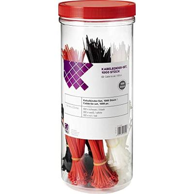 TRU COMPONENTS BPSR-1000Z Kabelbinder 100 x 2,5 mm Zwart, Rood, Natuur 1000 stuk(s)