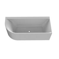 Sub half vrijstaand bad hoek rechts (ronding links) inclusief waste 180 x 80 cm, wit - thumbnail