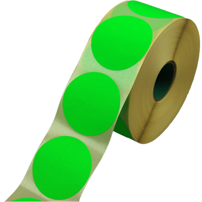 Etiket | Reclame-etiket | papier | permanent | ∅62mm | fluor/groen | rol à 1500 stuks