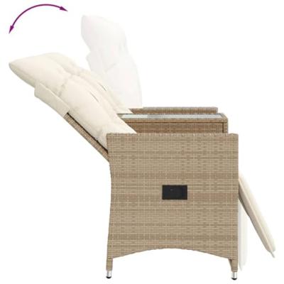Tuinbank 2-zits verstelbaar met tafel poly rattan beige Tuinbank 2-zits verstelbaar met tafel poly rattan beige