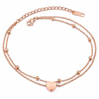 Cilla Jewels Dames Dubbele Enkelband met Hart Rose