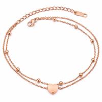 Cilla Jewels Dames Dubbele Enkelband met Hart Rose - thumbnail