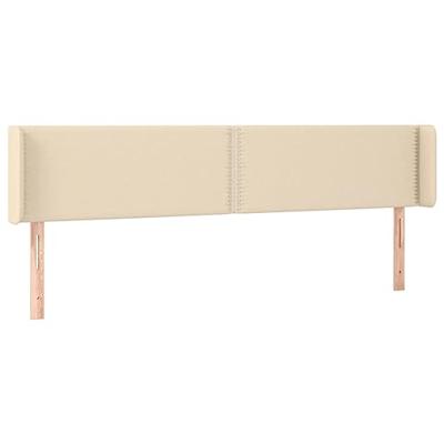 Hoofdbord met randen 203x16x78/88 cm stof crèmekleurig