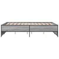 Bedframe bewerkt hout metaal grijs sonoma eiken 120x200 cm - thumbnail