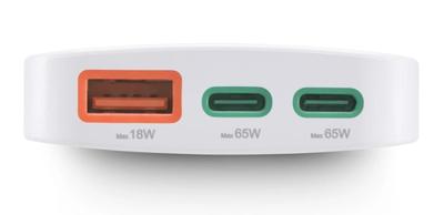 Hama Snellader 2x USB-C 1x USB-A platte mini-oplader PD 65 W Oplader Wit