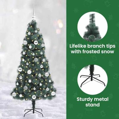 VidaXL Kunstmatige voorverlichte kerstboom met ballenset groen 150 cm
