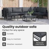 Tuinbankenset met kussen 7 pcs Zwart Staal - thumbnail