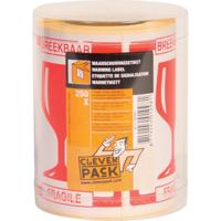 Etiket CleverPack tekst breekbaar 80x100mm wit/rood - thumbnail