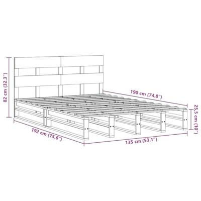 Bedframe zonder matras massief grenenhout wit 135x190 cm