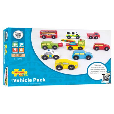 Bigjigs houten voertuigen, 9st. Bigjigs houten voertuigen, 9st.