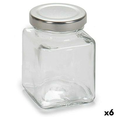 Blik Transparant Zilverkleurig Metaal Glas 100 ml 5,6 x 7,6 x 5,6 cm (6 Stuks)