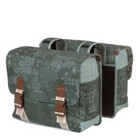 Basil bohème dubbele fietstas - waterafstotend - polyester - groen - 35l - thumbnail