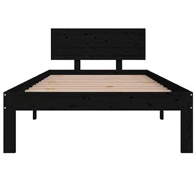 Bedframe massief grenenhout zwart 90x200 cm Bedframe massief grenenhout zwart 90x200 cm