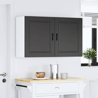 Keukenbovenkasten 2 st Porto bewerkt hout zwart
