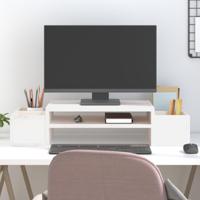 VidaXL Monitorstandaard 70x27,5x15 cm massief grenenhout wit - thumbnail