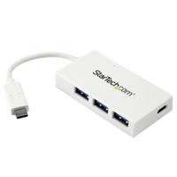 StarTech.com 4 Port USB-C Hub met 1x USB-C & 3x USB-A Poorten (SuperSpeed 5Gbps) - USB Bus Powered - Mobiele USB 3.0 Adapter Hub - USB 3.1 Gen 1/USB 3.2 Gen 1 Type-C - Wit - thumbnail
