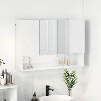 Badkamer spiegelkast Hoogglans wit 80 x 17 x 55 cm Bewerkt hout