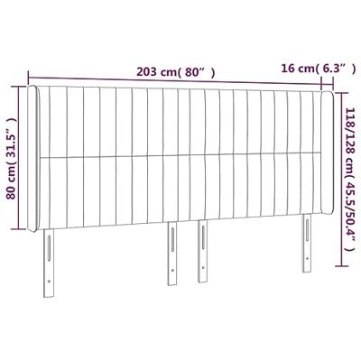Hoofdbord met randen 203x16x118/128 cm stof blauw