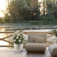 Geranium bol kunstplant 50cm UV Creme - thumbnail