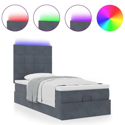 Ottoman bed met matrassen en LED's 140x200cm fluweel - thumbnail