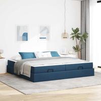 Bedframe met opslag Blauw 200 x 200 cm Stof - thumbnail