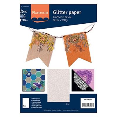 Florence • glitterpapier a4 5x 250g zilver