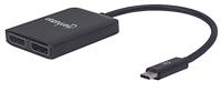 Manhattan 152952 tussenstuk voor kabels USB-C 2 x DisplayPort Zwart - thumbnail
