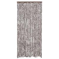 VidaXL Vliegengordijn 90x220 cm chenille bruin en wit - thumbnail