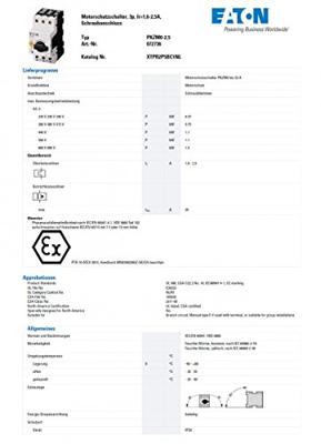 Eaton 072736 PKZM0-2,5 Motorbeveiligingsschakelaar Met draaischakelaar 690 V/AC 2.5 A 1 stuk(s)
