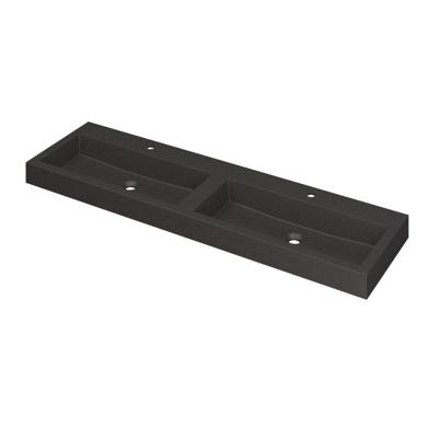 INK Momento Wastafel Quartz Dubbel met 2 Kraangaten - 1600x450x90 mm - Quartz Zwart