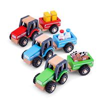 New Classic Toys Tractor blauw met aanhanger en melkbussen - thumbnail