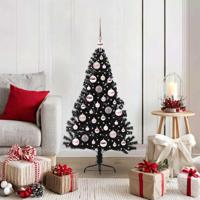 VidaXL Kunstmatig voorverlicht kerstboom met 150 led zwart 120 cm pvc - thumbnail