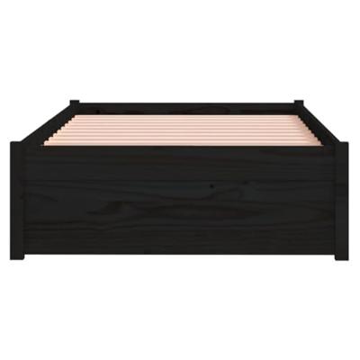 Bedframe massief hout zwart 75x190 cm