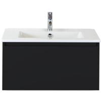 Frozen Badmeubelset 80 cm - Greeplijst in Kleur - Zwart Mat - Keramische Wastafel Wit 1 Kraangat - thumbnail