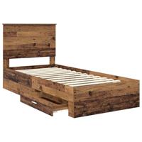 Bedframe met hoofdeinde Oudhout 90 x 190 cm Bewerkt hout - thumbnail