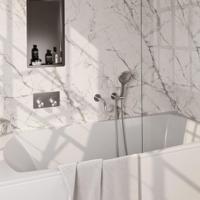 Thermostatische Inbouw Badkraan Brauer Brushed Carving Met Drukknoppen SET 04 Met Uitloop En 3-Standen Handdouche En Doucheslang En Wandaansluitbocht - thumbnail