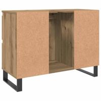 Badkamerkast 80x33x60 cm bewerkt hout artisanaal eikenkleurig - thumbnail