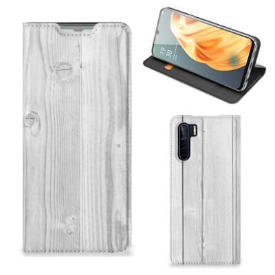 OPPO Reno3 | A91 Book | Wallet Case | White Wood