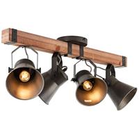 Brilliant 4-lichts plafondlampDecca zwart met bruin - 85831/46 - thumbnail